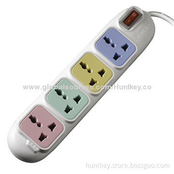 Universal power strip with four independent switches, 2 colors available